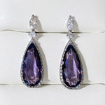 Purple Zircon Drop Earrings for Women – Bridal Micro-Inlaid Copper Dangle Earrings