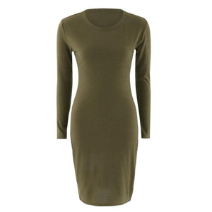 Women's Long Sleeve Dress – Black, Brown, Green & Grey