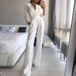 Women’s Spring Slim Fit Jumpsuit Solid Color Elegant Long Sleeve Bodysuit