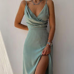 Women’s Midi Slip Dress Irregular Hem Summer Spaghetti Strap Floral Casual Dress