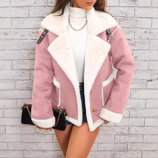 Women's Polo Collar Jacket - Cozy & Stylish