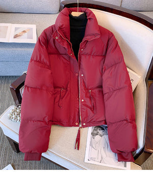 Women's Cotton Padded Winter Coat – Black, Khaki, Red & White