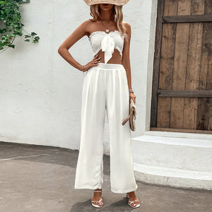 Women’s Ruffled Two Piece Set Sleeveless Crop Top and Long Skirt Outfit