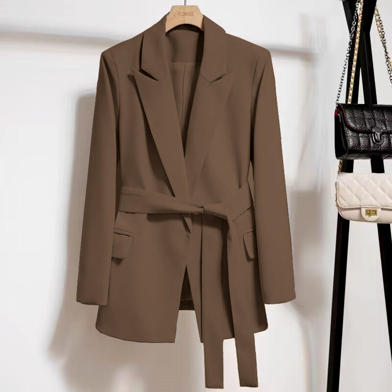 Women’s Lace-Up Blazer Slim Fit Elegant Office Jacket Stylish Long Sleeve Blazer