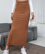 Women's High-Waisted Simple Midi Skirt