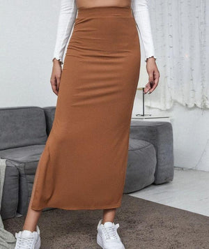 Women's High-Waisted Simple Midi Skirt