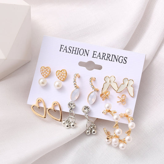 9 Pairs Butterfly & Heart Earrings Set – Hollow Love Stud Earrings for Women