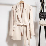Women’s Lace-Up Blazer Slim Fit Elegant Office Jacket Stylish Long Sleeve Blazer