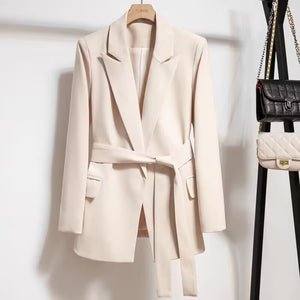 Women’s Lace-Up Blazer Slim Fit Elegant Office Jacket Stylish Long Sleeve Blazer