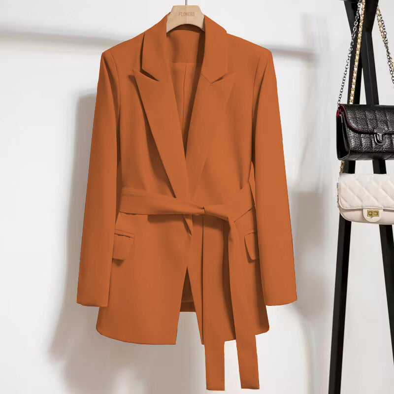 Women’s Lace-Up Blazer Slim Fit Elegant Office Jacket Stylish Long Sleeve Blazer