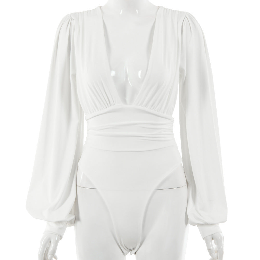 Women's Sexy Long Sleeve V-Neck Jumpsuit