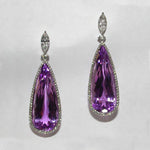 Purple Zircon Drop Earrings for Women – Bridal Micro-Inlaid Copper Dangle Earrings