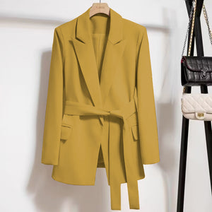 Women’s Lace-Up Blazer Slim Fit Elegant Office Jacket Stylish Long Sleeve Blazer