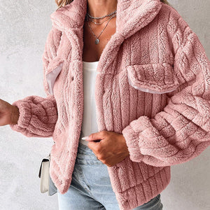 Women’s Velvet Cardigan Coat Lapel Short Jacket Soft Stripe Texture Casual Elegant Blazer