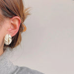 14K Gold Drip Glazed Oval Earrings – 925 Silver Needle Geometric Stud Earrings for Women