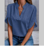 Women’s Summer Chiffon V-Neck Short Sleeve Blouse Casual Elegant Pullover Top