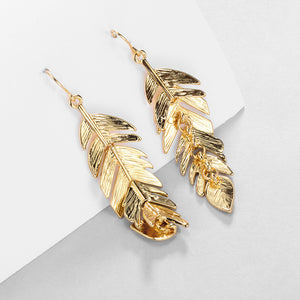 Tassel Leaf Long Earrings for Women – European & American Fashion Geometric Gold Dangle Earrings