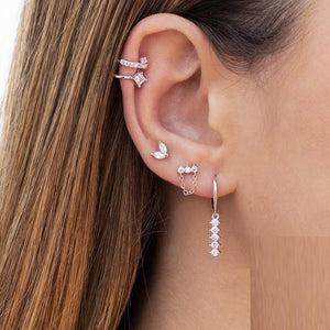 S925 Sterling Silver Geometric Clip Earrings – Premium Diamond Inlay Earrings for Women
