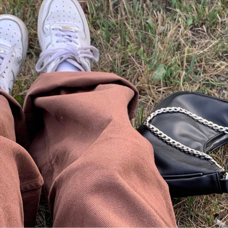 Women's Retro Brown Straight-Leg Jeans