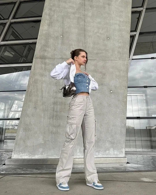 Women’s Straight Leg Jeans High Waist Casual Autumn Denim Pants with Pockets