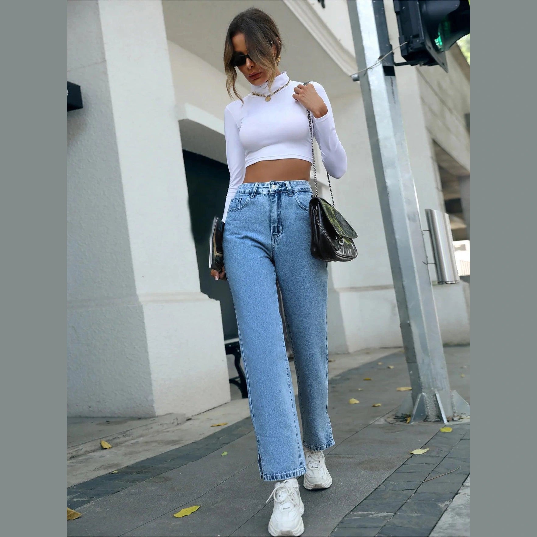 Women's High Waist Simple Straight Pants