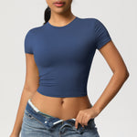 Women’s Quick-Dry Tight Workout Top Short Sleeve Athletic Fitness Pullover Activewear