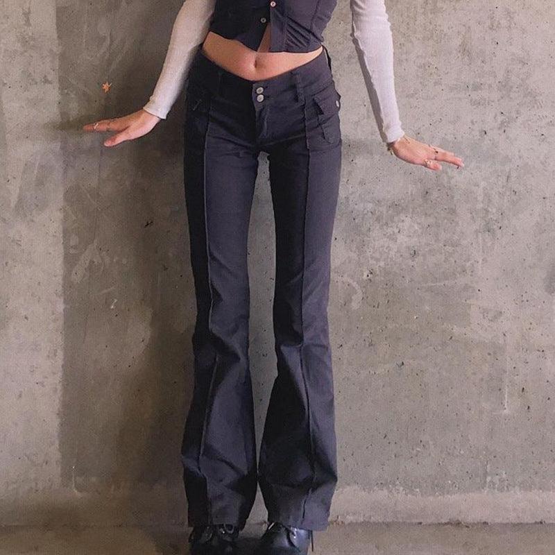 Women's Low-Rise Slim-Fit Casual Trousers