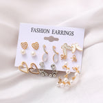 9 Pairs Butterfly & Heart Earrings Set – Hollow Love Stud Earrings for Women