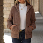Women’s Hooded Plush Jacket Zip Up Oversized Winter Coat Warm Fleece Casual Jacket