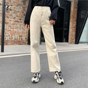 Women's High-Waisted Wide-Leg Jeans – Apricot & Light Blue