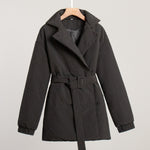 Women’s Belted Padded Coat Slim Fit Thick Cotton Jacket Winter Warm Cinched Waist Coat