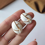 14K Gold Drip Glazed Oval Earrings – 925 Silver Needle Geometric Stud Earrings for Women