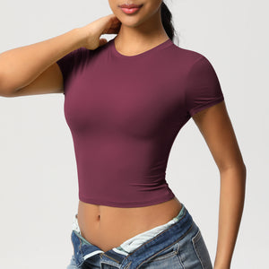 Women’s Quick-Dry Tight Workout Top Short Sleeve Athletic Fitness Pullover Activewear